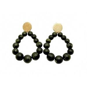 Green Stone Beaded Hoop Earrings Gold Tone Stud Drop Statement Jewelry